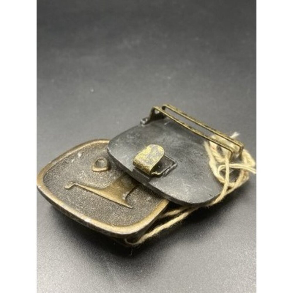 Vtg Roland Landerholm Attributed Belt Buckle Set Sweden Gilt Pewter MCM Llama - Picture 5 of 11